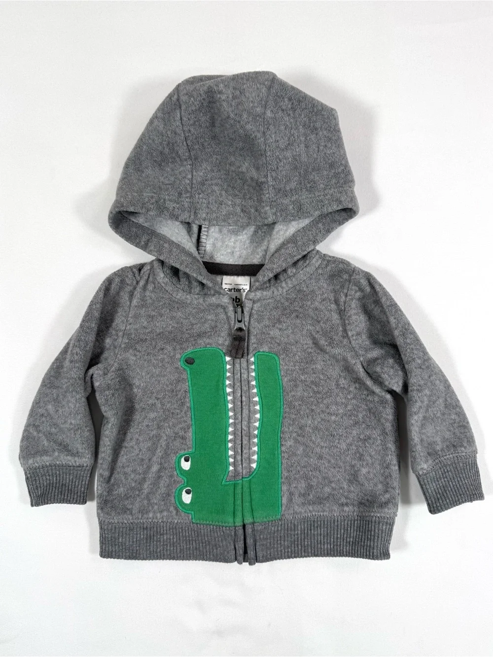 CARTER’S Boys‎ Crocodile Alligator Zip Hoodie NB Animal Applique Cozy Fleece